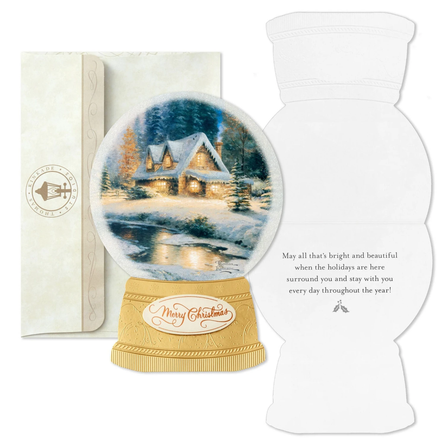 Hallmark Thomas Kinkade Cottage In Snow Globe Boxed Christmas Cards, Pack Of 12 2 Hallmark Thomas Kinkade Cottage In Snow Globe Boxed Christmas Cards, Pack Of 12 - Image 2
