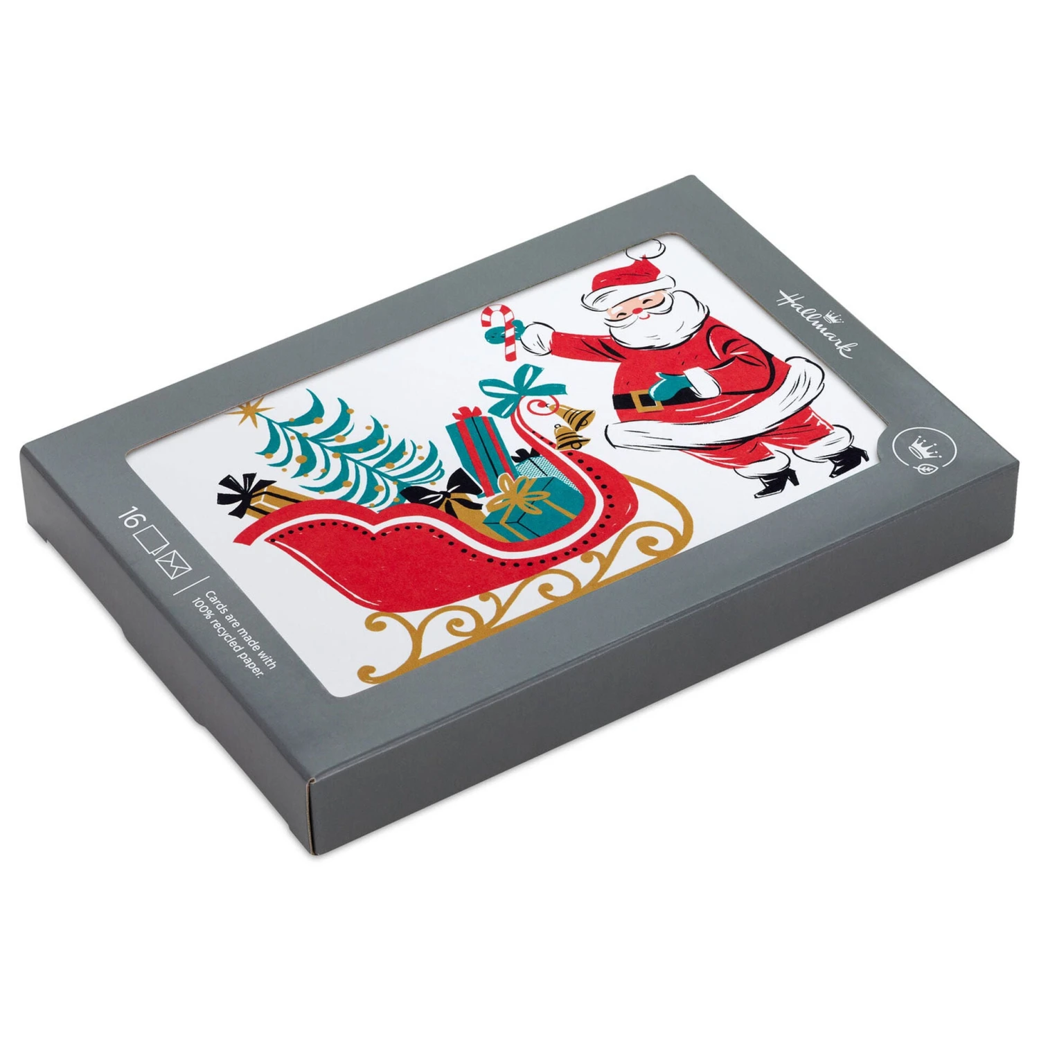 Hallmark Vintage Santa And Sleigh Boxed Christmas Cards, Pack Of 16 1 Hallmark Vintage Santa And Sleigh Boxed Christmas Cards, Pack Of 16