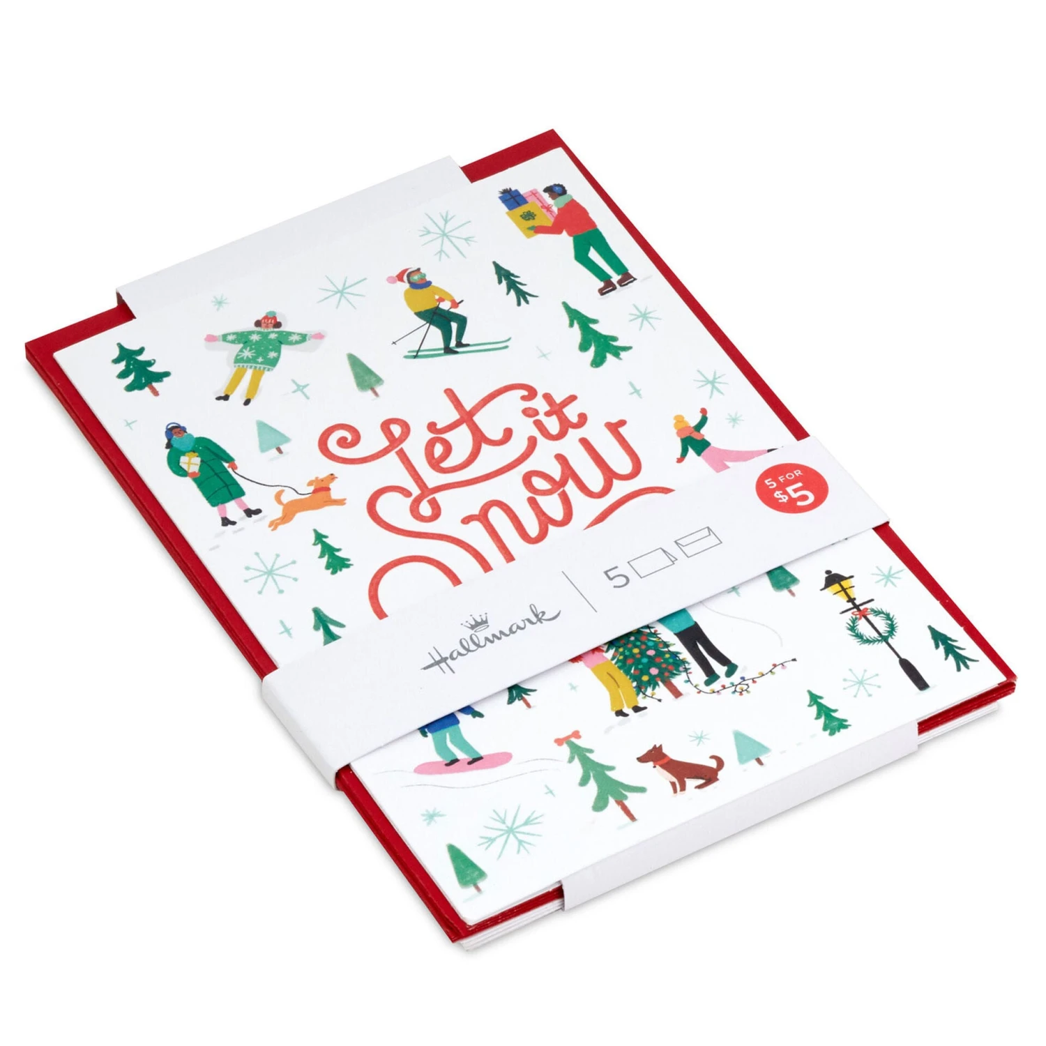 Hallmark Let It Snow Packaged Christmas Cards, Set Of 5 1 Hallmark Let It Snow Packaged Christmas Cards, Set Of 5