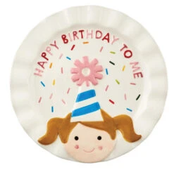 Happy Birthday To Me Girl Cake & Candle Plate