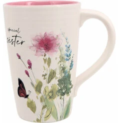 Meadows Of Joy Butterfly Floral 17 Oz. Mug Special Sister