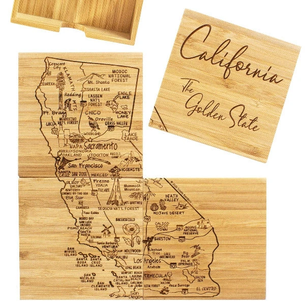 California State Puzzle 4-Pc. Coaster Set With Case 1 California State Puzzle 4-Pc. Coaster Set With Case