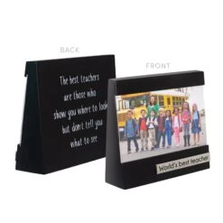 World's Best Teacher Wedge Picture Frame With Sentiment Holds 4"x6" Photo