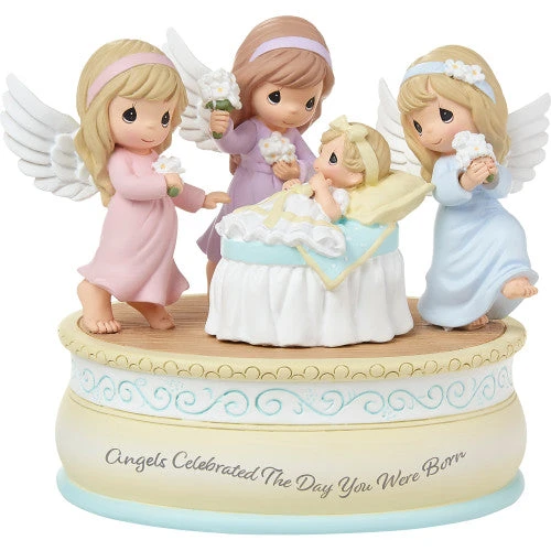 Precious Moments Angels Celebrated The Day You Were Born Dancing Around Baby Rotating Musical Plays Mozart's Lullaby 1 Precious Moments Angels Celebrated The Day You Were Born Dancing Around Baby Rotating Musical Plays Mozart's Lullaby