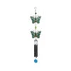 Tiered Green Butterfly Windchime With Stain Glass Finish