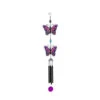 Tiered Pink Butterfly Windchime With Stain Glass Finish