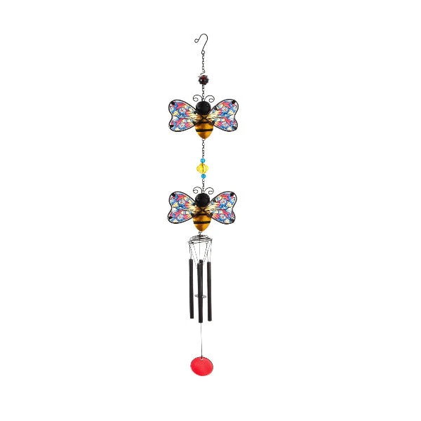 Tiered Bumble Bee Garden Wind Chime With Stainless Glass Finish 1 Tiered Bumble Bee Garden Wind Chime With Stainless Glass Finish