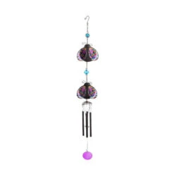 Tiered Ladybug Garden Wind Chime With Stainless Glass Finish