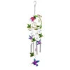 Glass Metal Flower With Hummingbird Windchime