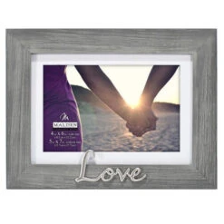 Malden Love Distressed Wood 4"x6" Or 5"x7" Photo Frame, Gray