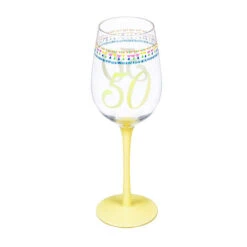 12 Oz. Color Changing Wine Glass 50th Birthday Confetti Design