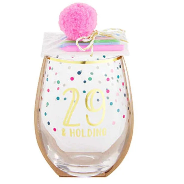 29 And Holding 30th Birthday Stemless Wine Glass & Candle Set 1 29 And Holding 30th Birthday Stemless Wine Glass & Candle Set