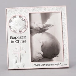 Baptized In Christ Pink Baptism Frame