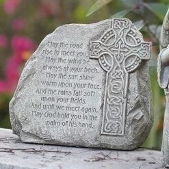 8.25" Celtic Cross Garden Stone With Verse