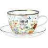 Mom I Love You Floral Glass Teacup And Saucer Set