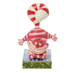 Jim Shore Disney Personality Pose Cheshire Cat With Candy Cane Tail Candy Cane Cheer Figurine