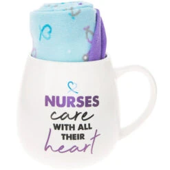 Nurses Care With All Their Heart 15.5 Oz Mug And Sock Set