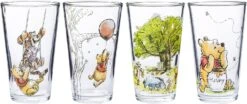 Silver Buffalo Disney's Winnie The Pooh Painted Scenes 4pc Pint Glass Set, 16 Ounces