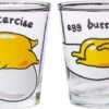 Silver Buffalo Sanrio Gudetama Lazy Egg Poses 4 Pack Mini Glass Set, 1.5 Ounces