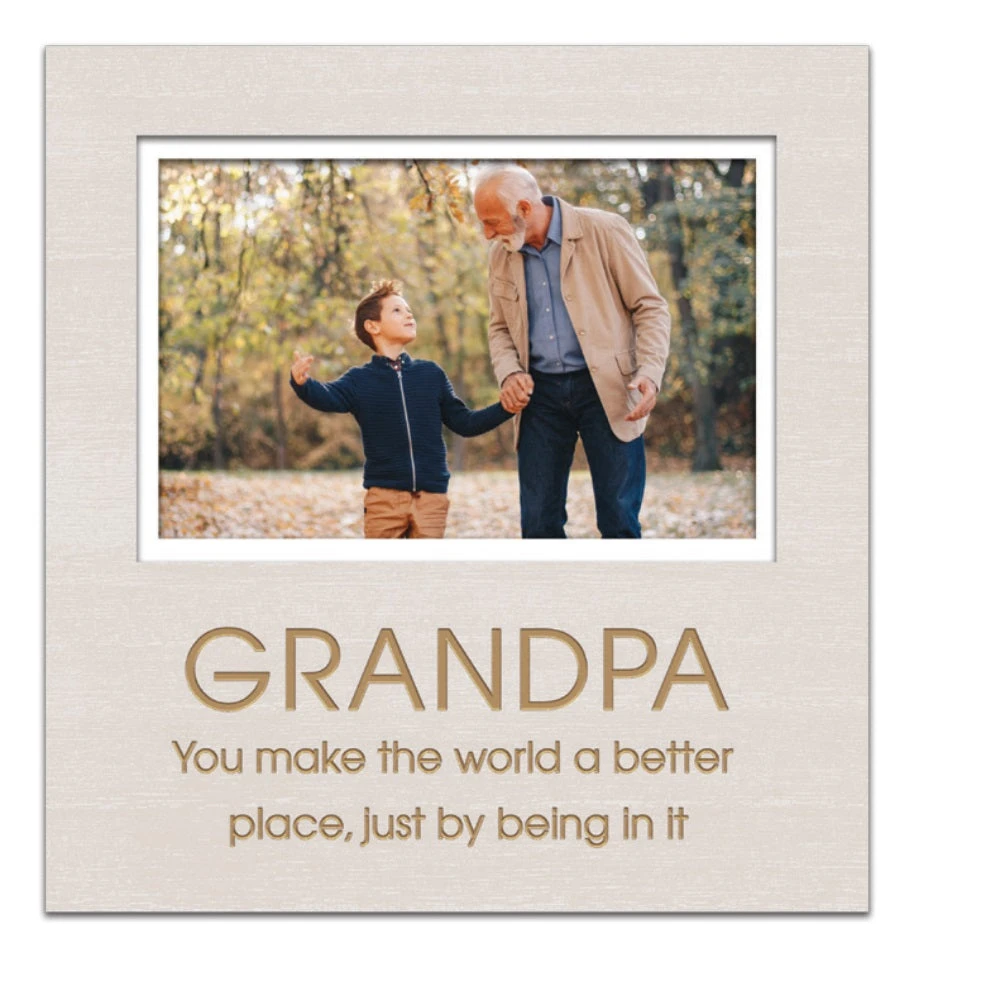 Grandpa You Make The World A Better Place Modern Picture Frame With Sentiment Holds 4"x6" Photo 1 Grandpa You Make The World A Better Place Modern Picture Frame With Sentiment Holds 4"x6" Photo