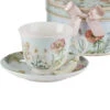 Porcelain Tea Cup & Saucer Dragonfly In Gift Box