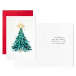 Hallmark Elegant Evergreen With Star Packaged Christmas Cards, Set Of 5 -Tomy Store Christmas Tree Packaged Christmas Cards 1XPX1193 03