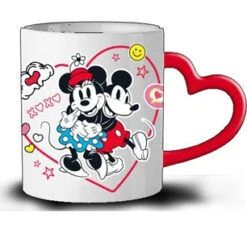 20 Oz. Disney Mickey Minnie In Love Mug With Heart Shaped Handle