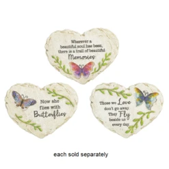 Blooming Butterflies Mini Garden Memorial Heart-Shaped Stone