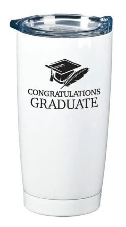 Congratulations Graduate Stainless Steel 20 Oz White Tumbler Drinkware With Lid