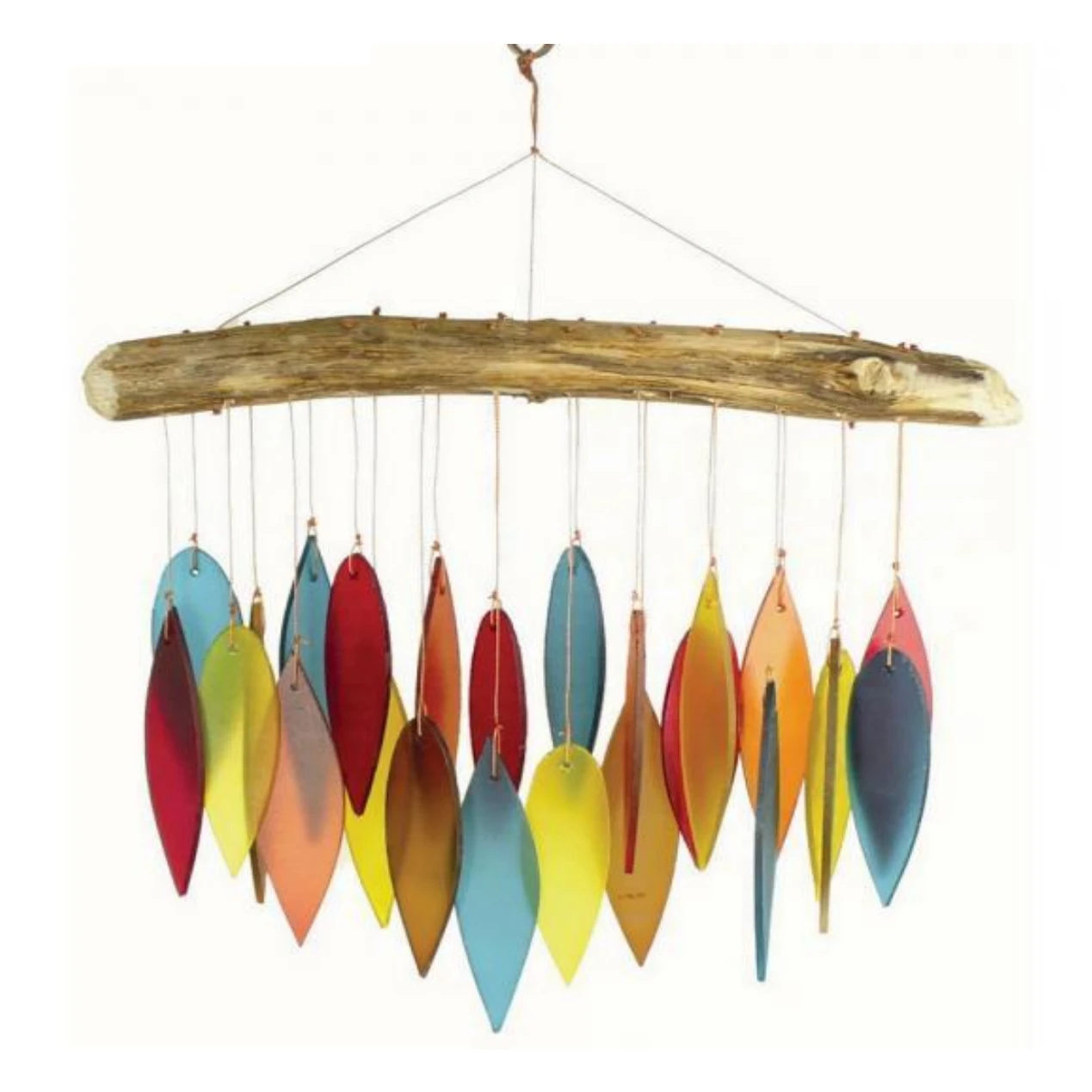 Santa Fe Colors Leaves And Driftwood Glass Windchime 1 Santa Fe Colors Leaves And Driftwood Glass Windchime