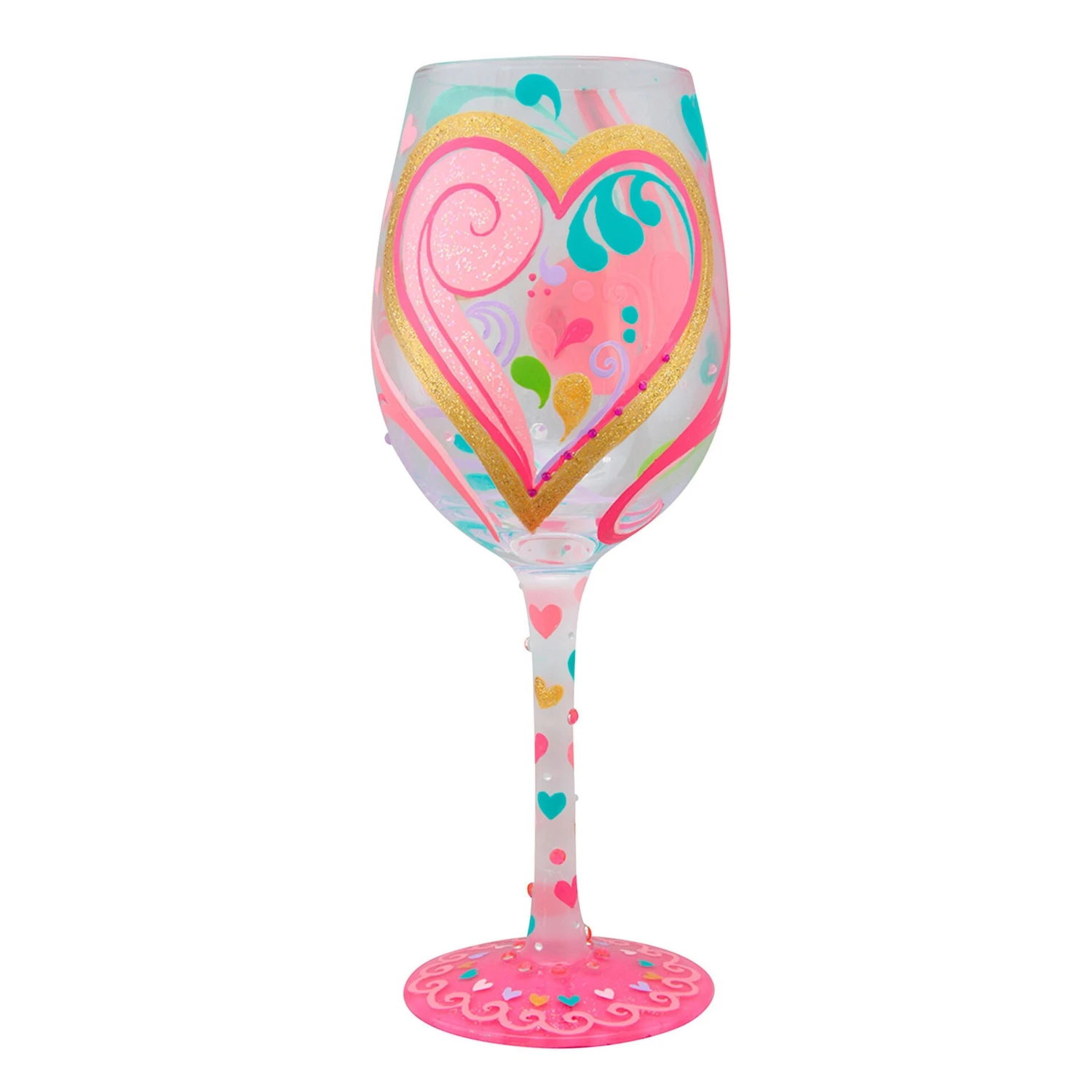 Lolita My Hearts-a-Swirl Handpainted Wine Glass, 15 Oz. 1 Lolita My Hearts-a-Swirl Handpainted Wine Glass, 15 Oz.