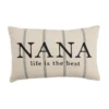 Nana Life Is The Best Striped Woven Cotton Lumbar Pillow