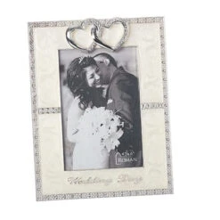 Two Hearts As One Wedding Day Picture Frame Holds 4"x6" Photo