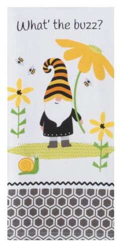 What's The Buzz Bees And Gnome Dual Purpose Terry Towel