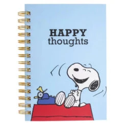 Happy Thoughts Snoopy With Typewriter Spiral Hard Cover Journal