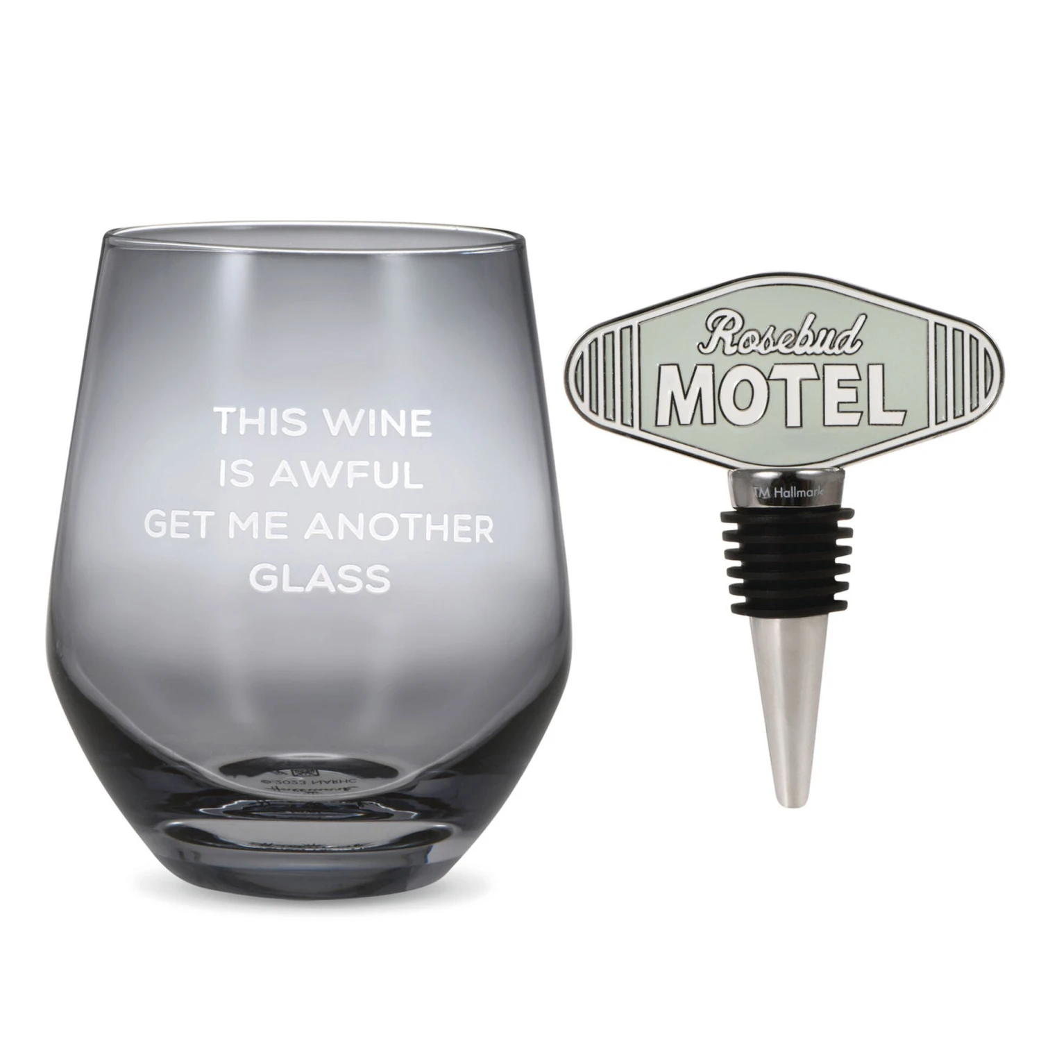 Hallmark Schitt's Creek® Stemless Wine Glass And Bottle Stopper, Set Of 2 1 Hallmark Schitt's Creek® Stemless Wine Glass And Bottle Stopper, Set Of 2