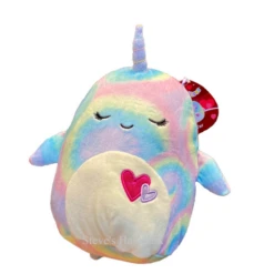 Valentine Squishmallow Ter The Rainbow Narwhal With Hearts 8" Stuffed Plush By Kelly Toy