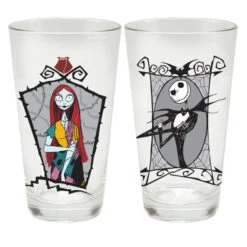 Disney The Nightmare Before Christmas Jack And Sally Set Of 2 Glass Drinkware 16 Oz.
