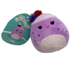 Squishmallow Vie The Berry Smoothie Breakfast 3.5" Clip Stuffed Plush By Kelly Toy